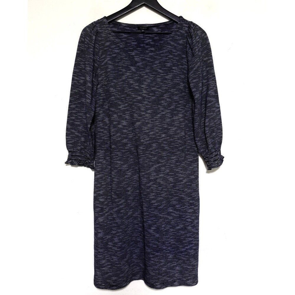 NWT Talbots 100% Cotton Shift Dress Sz S Blue White Stripe Minimalist Preppy